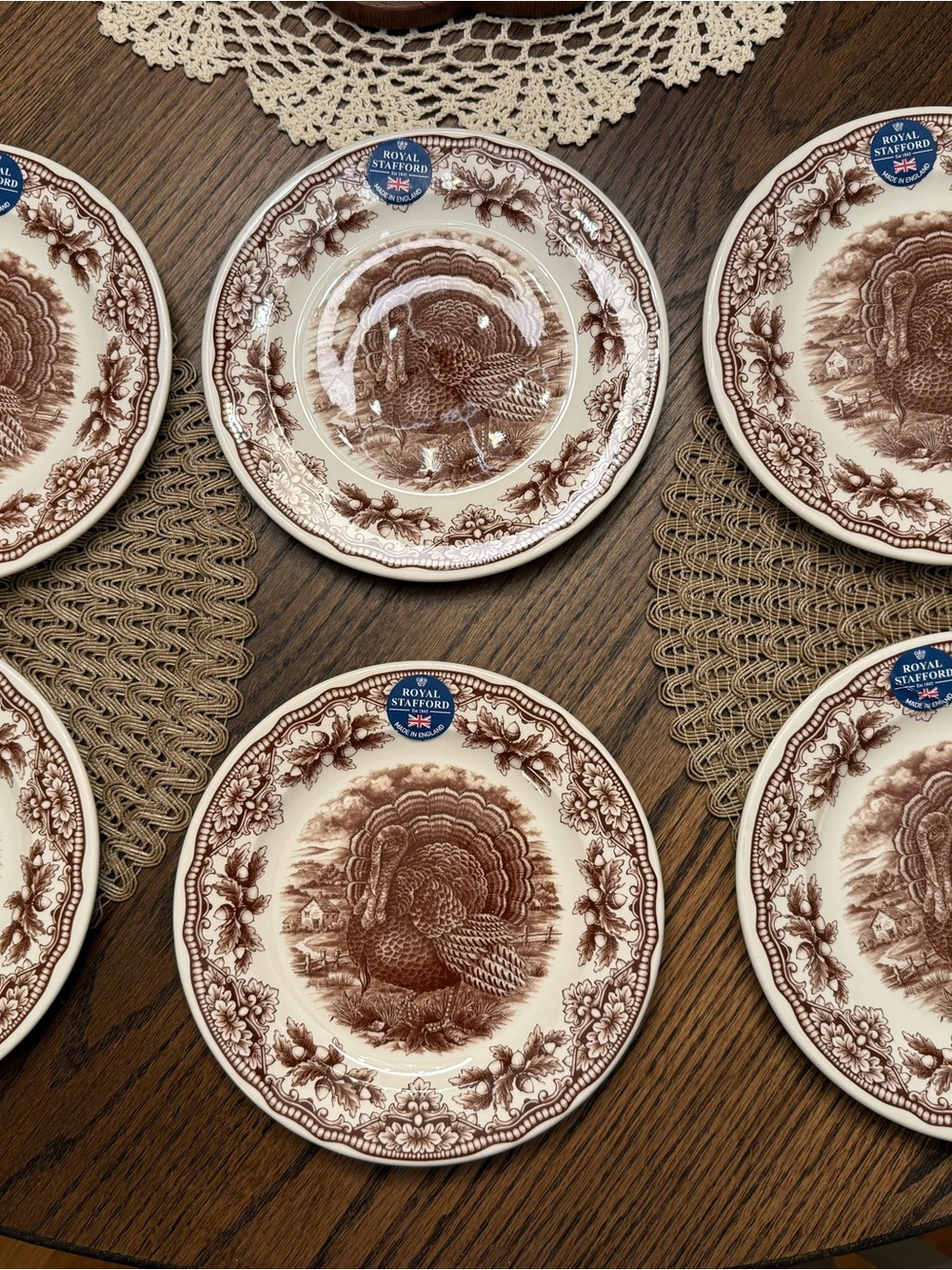 Set of 6, Royal Stafford Brown Turkey Salad/Dessert Plates